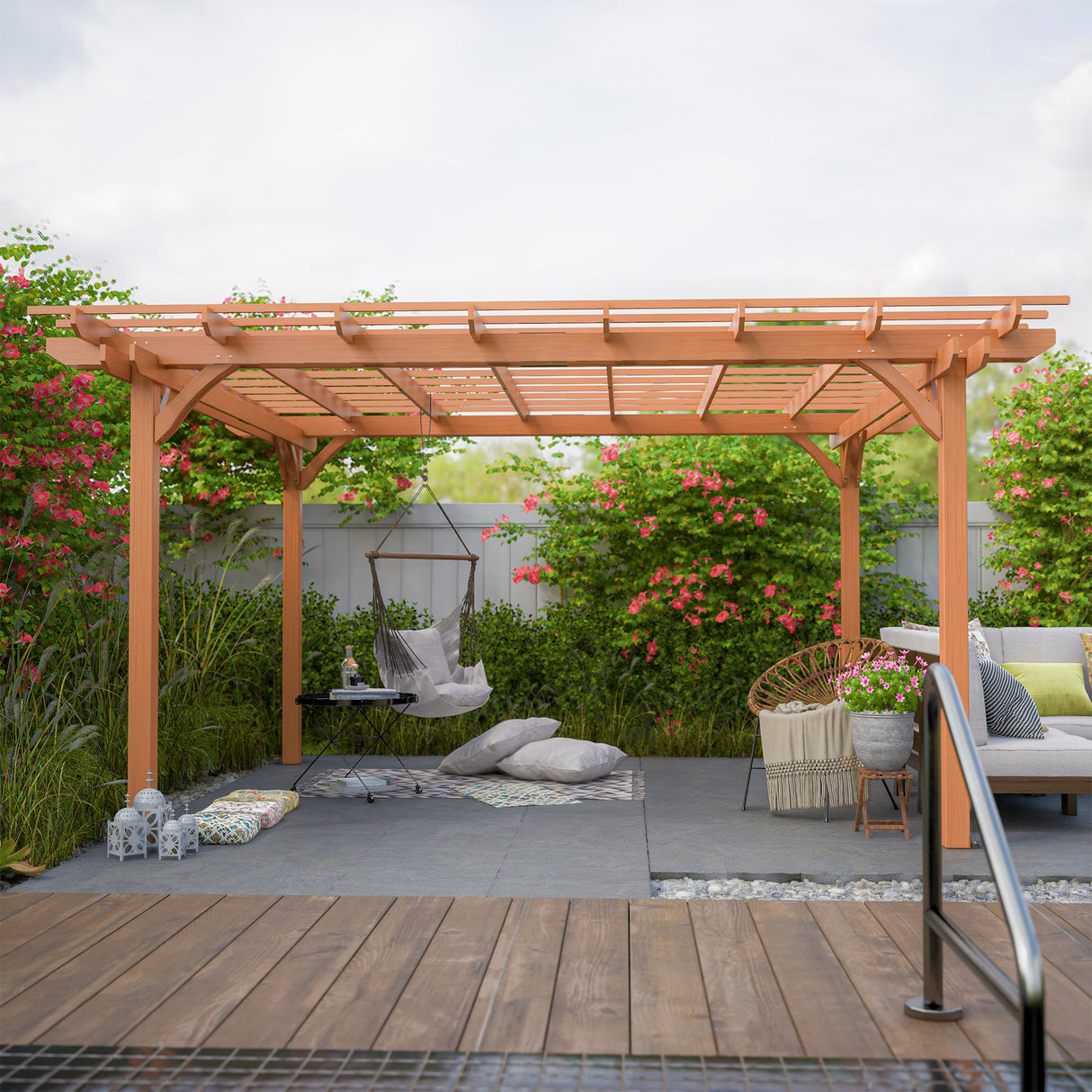 Mulinsonfly Outdoor Pergola 12'x14' - Sturdy Wooden Frame for Garden, Patio, and Backyard, Wood Pergola Ideal for Outdoor Entertaining and Relaxation Mulinsonfly