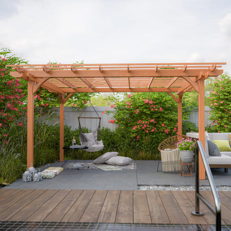 Mulinsonfly Outdoor Pergola 12'x14' - Sturdy Wooden Frame for Garden, Patio, and Backyard, Wood Pergola Ideal for Outdoor Entertaining and Relaxation Mulinsonfly