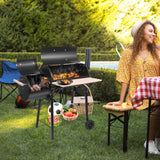 Outvita BBQ Charcoal Grill, Outdoor Patio Barbecue Cooker with Offset Smoker, Wheels and Tray for Balcony Picnics, Party and Camping Outvita