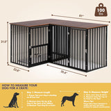 FKLUG Dog Crate Furniture for 2 Dogs, Corner Heavy Duty Double Dog Kennel Furniture with Divider, Indoor Wooden Dogs Crate Large Breed (Black) FKLUG