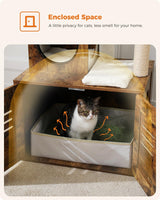 MUTTROS Cat Tree with Litter Box Enclosure, 50" Modern Cat Tree for Large/Fat Cats with Cat Condo, Wooden Cat Furniture with Large Hammock and Top Perch, Rustic Brown MUTTROS