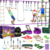 Ninja Warrior Obstacle Course for Kids Workout Equipment, 2 x 55ft Slacklines with 10 Weatherproof & Durable Ninja Kids Toys - Ninja Course for Kids Outside , Kids Obstacle Course Backyard Trailblaze