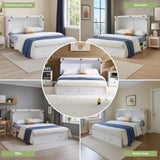 EDWINENE Murphy Bed with Mattress Included, Queen Murphy Bed Cabinet with Drawers and Charging Station for Small Apartments, Home Offices(Circular Pattern, White) EDWINENE