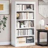 RGGCABINET Metal Bookshelf, 5-Tier Bookcase with Adjustable Storage Shelves, White Book Shelf with Book Stopper, Modern Bookshelf for Living Room, Library, Home, Office RGGCABINET