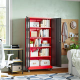 Letaya Metal Garage Storage Cabinets with Lock Door and Adjustable Shelves, Steel Tool Cabinets for Home,Office,Warehouse Organisieren (Black Red, 75" H) Letaya