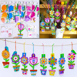 Winlyn 24 Sets Potted Flower Craft Kits DIY Potted Flower Ornaments Decorations Tulip Sunflower Foam Stickers Arts and Crafts for Kids Classroom Activities Birthday Spring Summer Camping Party Favors Winlyn