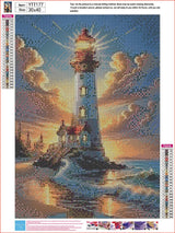 Diosedyer Lighthouse Sunset Diamond Painting Kit 5D DIY Diamond Painting Kit Full Round Ideal for Christmas & Halloween Decor, Perfect for Bedroom, Living Room Wall Art 11.8x15.7inch Diosedyer