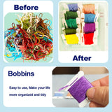 300 Pieces Plastic Floss Bobbins for Cross Cotton Thread Craft DIY Sewing Storage, Thread Organizer Holder, Embroidery Thread Cards Cross Stitch Bobbin, White Fokanlo