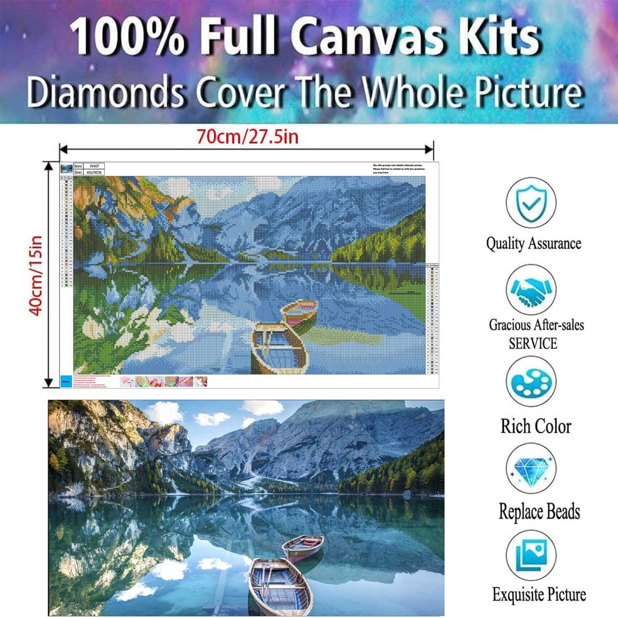 Diamond Painting Kits for Adults,Large Sunset Lake Boats Diamond Art Painting for Beginners, Diamond Round 5D Full Drill Paint with Diamonds Pictures Gem Art Painting Kits DIY Crafts Kits 28X16in OFRKE