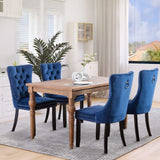 SoarFlash Velvet Dining Chairs Set of 2, Tall Back Side Chair, Modern Upholstered High-end Tufted Side Chair with Button Back Ring, Solid Wood Legs (Blue) SoarFlash