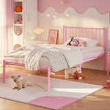 VECELO Twin Metal Platform Bed Frame with Headboard, Heavy Duty Steel Slat Support, Under Bed Storage,No Box Spring Needed, Easy Assembly VECELO