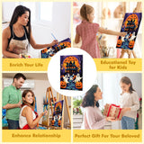 Bowetile Halloween Framed Paint by Numbers for Adults Beginners, Easy Adults' Paint-by-Number Kits on Canvas, Acrylic Castle Number Painting Crafts Kits Halloween Gifts for Home Decor, 8x12in Bowetile