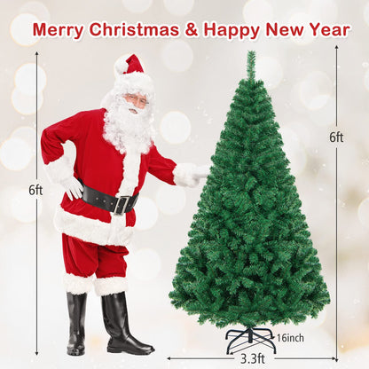 Goplus 6FT Artificial Christmas Tree Xmas Pine Tree with Solid Metal Legs Perfect for Indoor and Outdoor Holiday Decoration