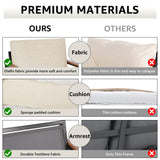 NATURAL EXPRESSIONS 4 Pieces Patio Furniture Sets,Metal Outdoor Patio Furniture Sets,Outdoor Sectional Furniture Patio Conversation Set,Wooden Anti-Scald Armrest,Sling Mesh,4" Olefin Cushions NATURAL EXPRESSIONS