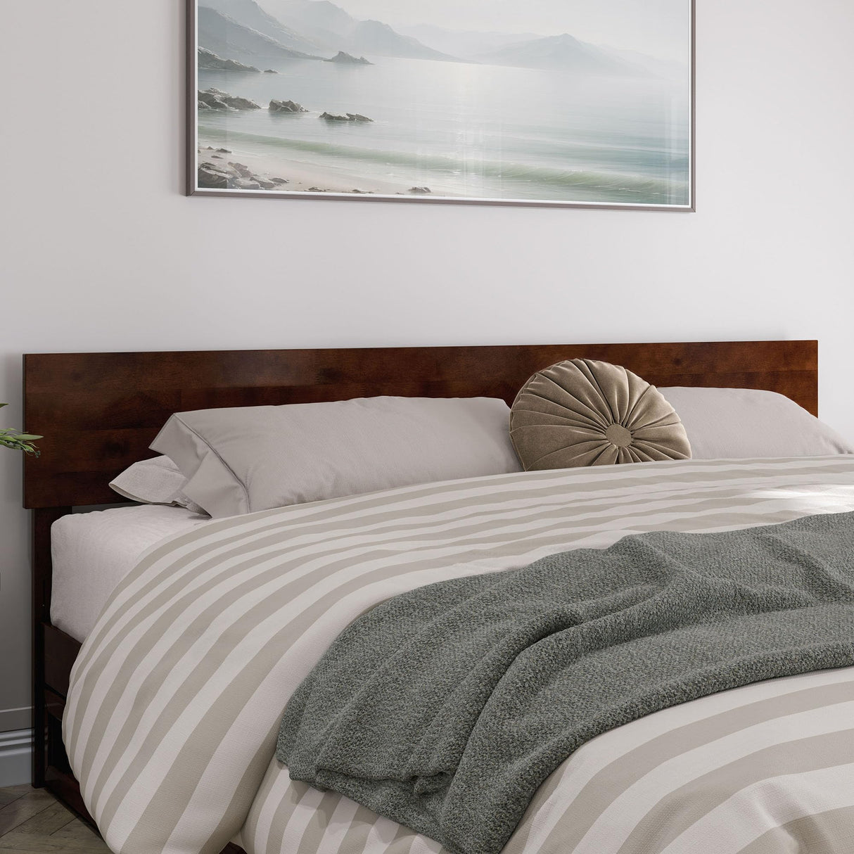 AFI, Wesley King Platform Bed with Panel Footboard & Twin XL Trundle, Walnut AFI