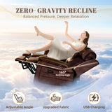 Zero Gravity Power Recliner Sofa Couch – Electric Reclining Sofa with Drop Down Table & Wireless Charging, 3 Seater Dual Reclining Couch with Adjustable Headrests for Living Room (Velvet, Brown) CALIVIA