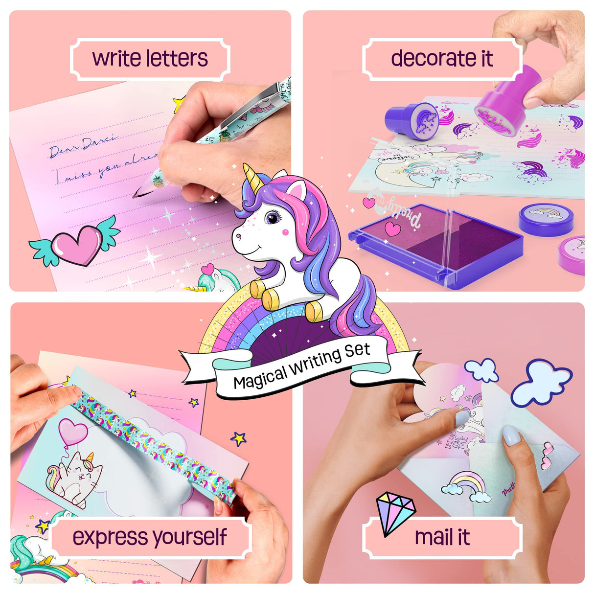 Pretty Me Unicorn Stationery Set for Kids - Birthday Gifts for Girls Ages 6, 7, 8, 9, 10 to 12 Year Old Age - Stationary Letter Writing Art Kit - Best Girl Birthday Gift - Preteen Craft Toys, Presents Pretty Me