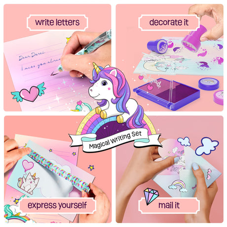 Pretty Me Unicorn Stationery Set for Kids - Birthday Gifts for Girls Ages 6, 7, 8, 9, 10 to 12 Year Old Age - Stationary Letter Writing Art Kit - Best Girl Birthday Gift - Preteen Craft Toys, Presents Pretty Me