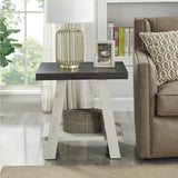 Roundhill Furniture Athens Contemporary Replicated Wood Regular End Table, Weathered Walnut and Gray Roundhill Furniture