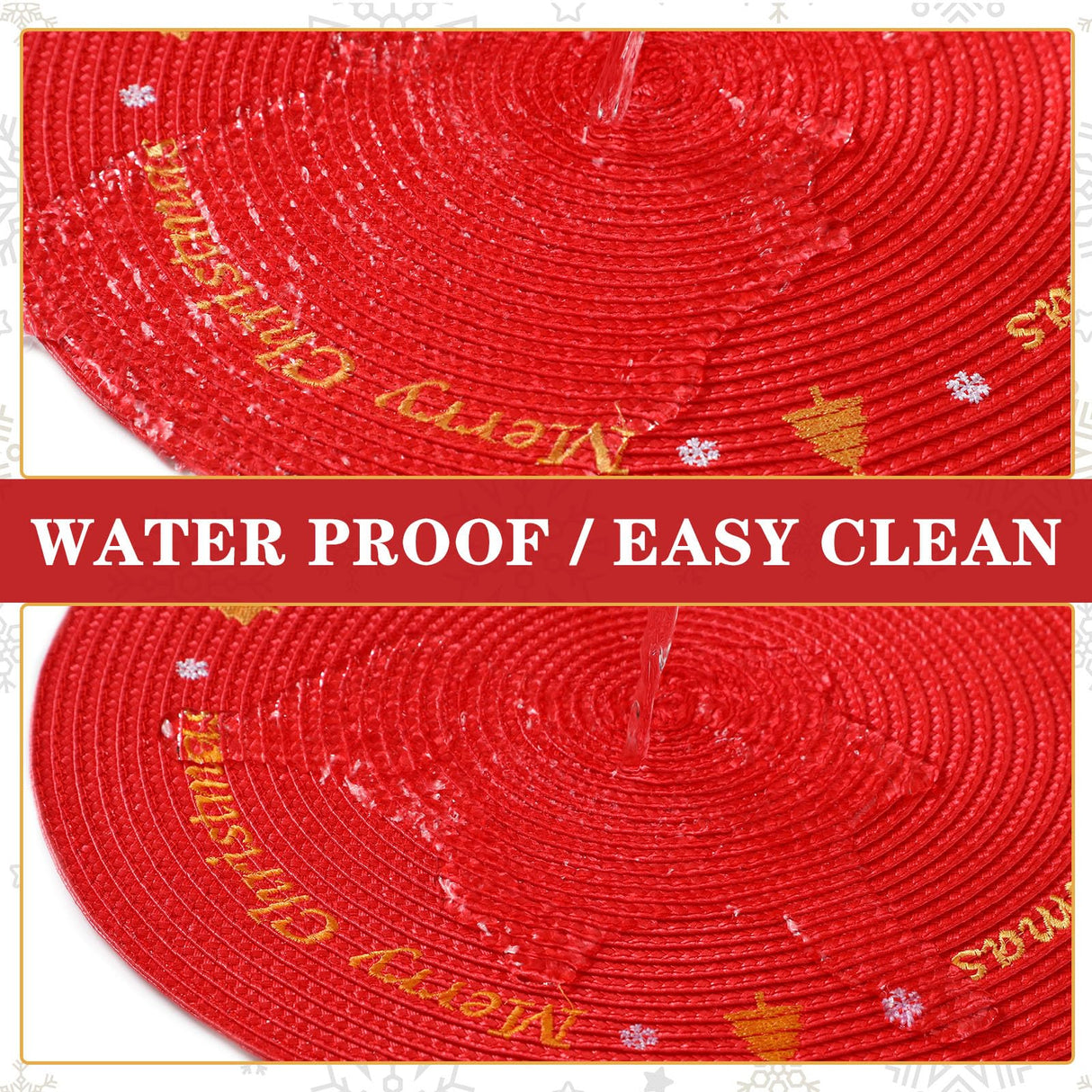 Tioncy 6 Pcs Plastic Christmas Placemats Round Snowflake Red Placemats 13.4 Inch Winter Xmas Tree Table Mat Washable Place Mat for Christmas Party Holiday Kitchen Dining Table Tioncy