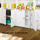 OneBlis 71.5" Bookshelf and Bookcase, 6-Tier Bookshelves with Cabinet Doors, Tall Display Shelves with Storage for Home Office, Living Room (White) OneBlis