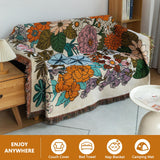 DREAMINGO Chic Farmhouse Sofa Cover Blanket Floral Jacquard Couch Cover for 3 Cushion Couch Sofa Sectional Couch Cover Universal Furniture Protector Tassel Trim Couch Covers for Sofa, 71"x150" DREAMINGO