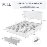 Allewie Upholstered Full Size Platform Bed Frame with 4 Storage Drawers and Headboard, Diamond Stitched Button Tufted, Mattress Foundation with Wooden Slats Support, No Box Spring Needed, White Allewie