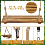 Hollowfly 2 Pcs Wood Swing Seat Carbonized Hanging Wood Tree Swing Adjustable Anticorrosive Waterproof Wooden Swing 440lbs Load for Adult Kids Indoor Outdoor Backyard Play, 24 x 6.3 x 1.42 Inch Hollowfly