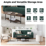TUKAILAi Oval Coffee Table with Open Storage Shelf, 2-Tier Wooden Tea Table with Adjustable Feetpad, Industrial Center Table with Cross Metal Legs for Living Room, Bedroom, Lounge (Rustic Brown) TUKAILAi