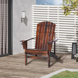 Outsunny Wooden Adirondack Chair, Outdoor Patio Lawn Chair with Cup Holder, Weather Resistant Lawn Furniture, Classic Lounge for Deck, Garden, Backyard, Fire Pit, Brown Outsunny