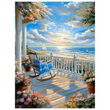 Landscape Paint by Numbers for Adult, Paint by Numbers Kit for Adults Beginners, DIY Beach Acrylic Painting on Canvas for Home Wall Art Decor 16x20Inch Mandun