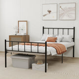 WJORATA Metal Platform Twin Bed Frame with Headboard Sturdy Steel Slats Support No Box Spring Needed Easy Assembly Black WJORATA