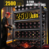 72”H*46”W Garage Shelving Heavy Duty, Adjustable Garage Shelves, 2500LBS Storage Shelves, 5-Tier Metal Shelving Units, Easy Assembly Wood Shelves, Utility Storage Rack Shelf for Warehouse,2 Pack CVGFDR