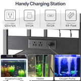 HOOBRO 40-50 Gallon Fish Tank Stand with Power Outlet and LED Light, Metal Frame Aquarium Stand with Cabinet Storage, for Reptile Turtle Tank, 440 LBS Capacity, 36.6'' L x 18.9'' W, Black BB93UDFT01 HOOBRO