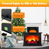 Fireplace Lanterns Decorative,Small Fake Fire Place,Flame Effect LED Fire Lamp,Battery Operated USB Charge Portable Fireplace,Indoor Outdoor Christmas Decoration (No Heater Function Black) WLHONG