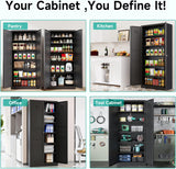 Metal Storage Cabinet with Doors and Shelves,Metal Pantry Cabinet,Black Craft Storage Cabinet,Ventilated Pantry Storage Cabinet,Large Tall Closet Cupboard for Home,Kitchen,Dining/Living/Laundry Room SISESOL
