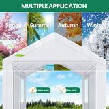 COBIZI Carport Canopy 12x20 Heavy Duty Portable Garage with Removable Sidewalls & Doors, Galvanized Frame Car Port Canopy Tent with Built-in Sandbags & All-Season Tarp for Car Boat Truck, White COBIZI