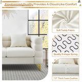 Comfy Loveseat Sofa, 60-inch 2 Seater Boucle Couch with Deep Seat Design, Upholstered Love Seat with 2 Pillows, Modern Living Room Sofa with Stylish Metal Legs for Office, Waiting Room, White Teddy KINFFICT