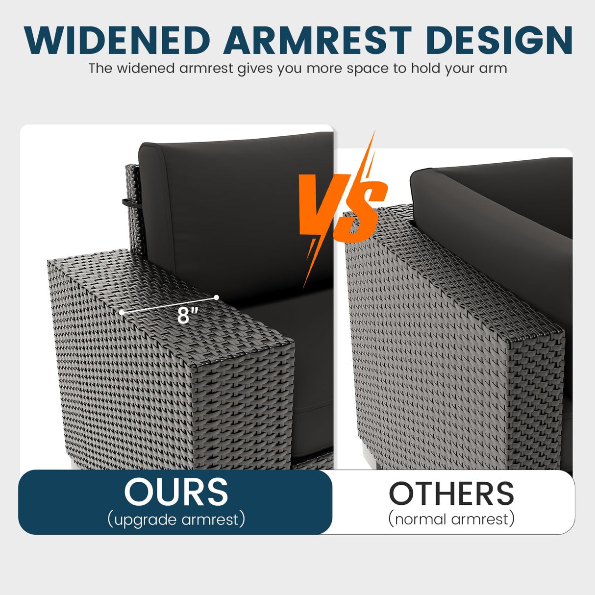 VONZOY 5 Piece Patio Furniture Set with Fire Pit Table, Outdoor Sectional Conversation Sets Black Wicker Rattan Sectional Sofa for Patio Garden Backyard, 4'' Thickened Cushion Black VONZOY