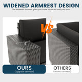 VONZOY 5 Piece Patio Furniture Set with Fire Pit Table, Outdoor Sectional Conversation Sets Black Wicker Rattan Sectional Sofa for Patio Garden Backyard, 4'' Thickened Cushion Black VONZOY