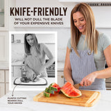 Bamboo Cutting Board - Wood Chopping Board with Juice Groove, Charcuterie Board, Serving Platter Cheese Board, Bread Board, Turkey Meat Cutting Board Indigo True