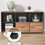 Tribesigns 2 Drawers Lateral File Cabinets, Home Office 47-inch Mobile Wood Filing Cabinet Printer Stand with Wheels and Open Storage Shelves,Drawers for Letter Size (Walnut, 47) Tribesigns