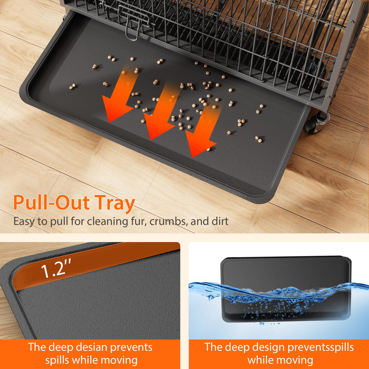 Dog Crate Furniture, 27.2" Wooden Dog Kennel with Wheels & Double Doors, Dog Cage End Table Upgraded, Indoor Dog Crate House for Small Medium Dogs, Rustic Brown GAOMON