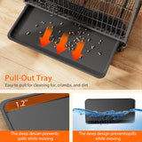 Dog Crate Furniture, 38.6" Wooden Dog Kennel with Wheels & Double Doors, Dog Cage End Table Upgraded, Indoor Dog Crate House for Large Medium Dogs, Rustic Brown GAOMON