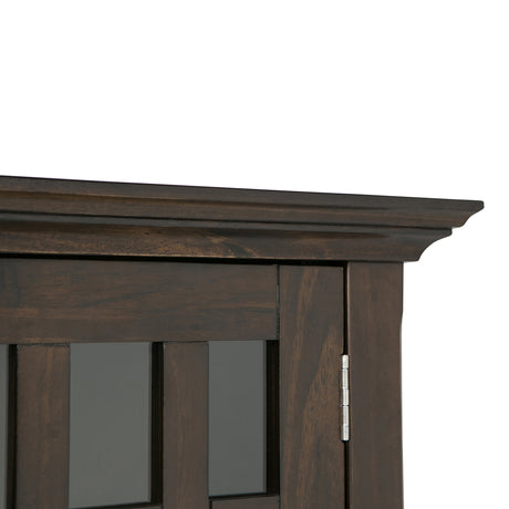 SIMPLIHOME Bedford SOLID WOOD 32 inch Wide Transitional Low Storage Media Cabinet in Dark Tobacco Brown for the Living Room, Entryway and Family Room SIMPLIHOME