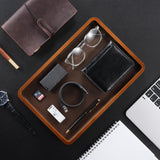 ProCase Wooden Valet Tray for Men, Wood Catch-All EDC Organizer, Nightstand, Entryway Bedside Dump Holder, for Wallets, Keys, Watches, Phones, Loose Change, Trinkets -DarkBrown ProCase