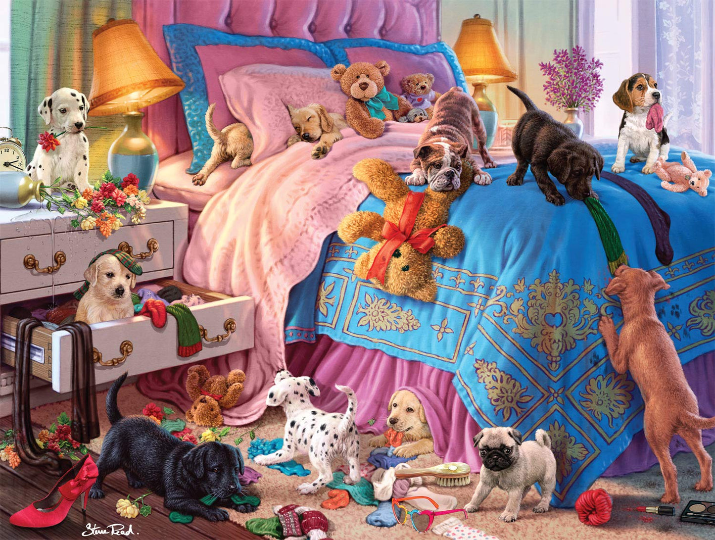 Buffalo Games - Steve Read - A Roomful of Naughty Puppies - 750 Piece Jigsaw Puzzle for Adults -Challenging Puzzle Perfect for Game Nights - Finished Size is 24.00 x 18.00