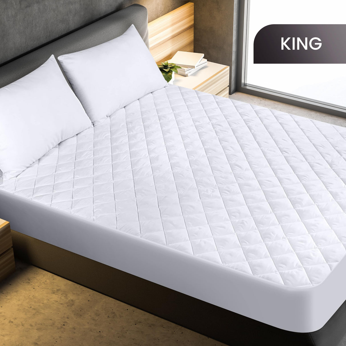 Utopia Bedding Quilted Fitted Mattress Pad, King Size, Elastic Fitted Mattress Topper Protector and Cover Stretches up to 16 Inches Deep, Machine Washable (White) Utopia Bedding