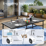 PHI VILLA 9 Pieces Outdoor Dining Set for 8, Large Rectangle Wrought Iron Table with Umbrella Hole & Cushioned Wicker Chairs, Dining Furniture for Patio, Deck, Yard, Porch PHI VILLA