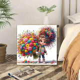 AIBOERL Cartoon Little Girl Diamond Art Kits for Adults-5D Diamond Painting Kits for Beginners, DIY Full Round Drill Diamonds Gem Art for Home Decor 14X14Inch AIBOERL